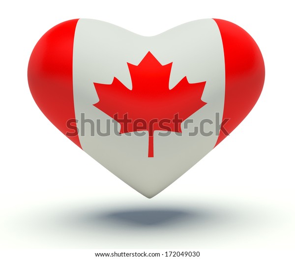 Heart Canada Flag Colors 3d Render Stock Illustration 172049030