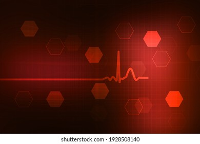 Heart with cardiogram - 2D illustration

