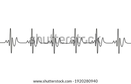 Heart cardiogram continuous one line drawing minimalism design isolated on white background