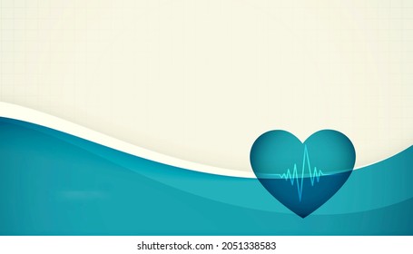 heart with cardiograph line medical blue background
