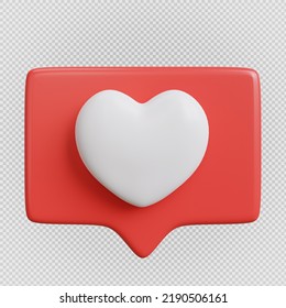 Heart Chat Bubble Minimal Isolated Background,with Clipping Path,3d Rendering.