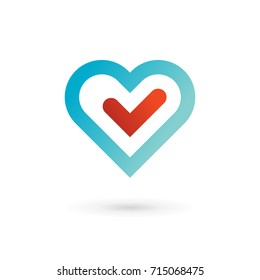 Heart Check Mark Logo Icon Design Template Elements