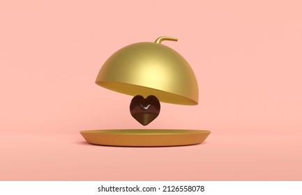 Heart Chocolate 3DCG Illustration In Cloche