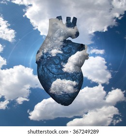 Heart in clouds