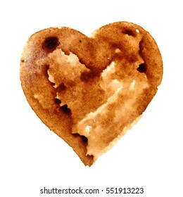 Heart - Coffee Stain Isolated On A White Background