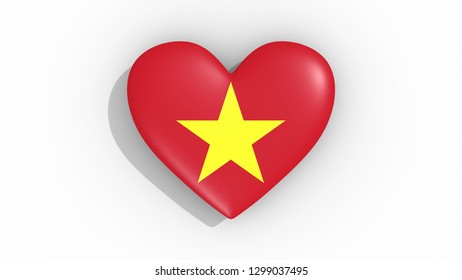 Heart in colors flag of Vietnam 3d rendering