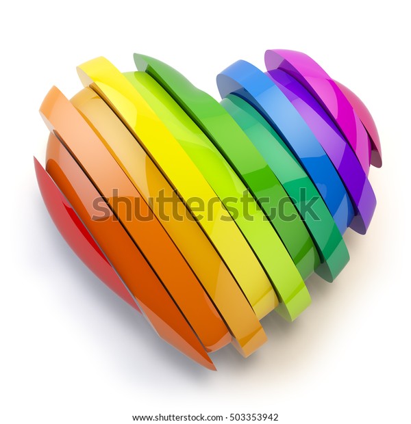 ゲイの誇りを持つlgbtコミュニティの色と心 同性愛関係や同性愛者の愛のコンセプト 3dイラスト のイラスト素材
