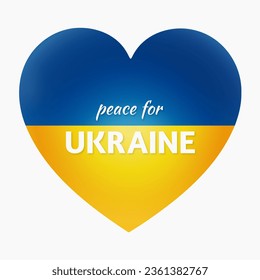 Heart in the colors of the Ukrainian flag blue and yellow on a white background with text Peace for Ukraine. Support for Ukraine, anti military movement, anti war protest - Powered by Shutterstock