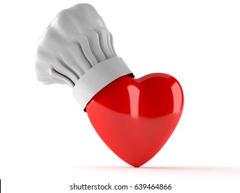 Heart With Cooking Hat Isolated On White Background. 3d Illustration