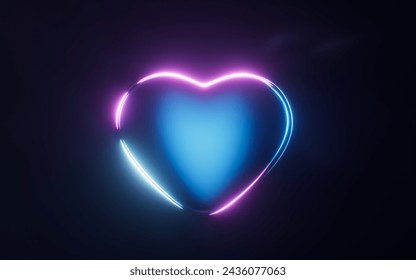 A heart with dark neon light effect, 3d rendering. 3D illustration. - Powered by Shutterstock