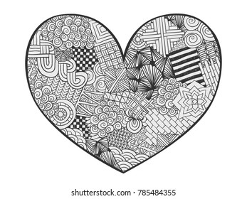 Heart Doodle Coloring Page Zentangle Abstract Stock Illustration ...
