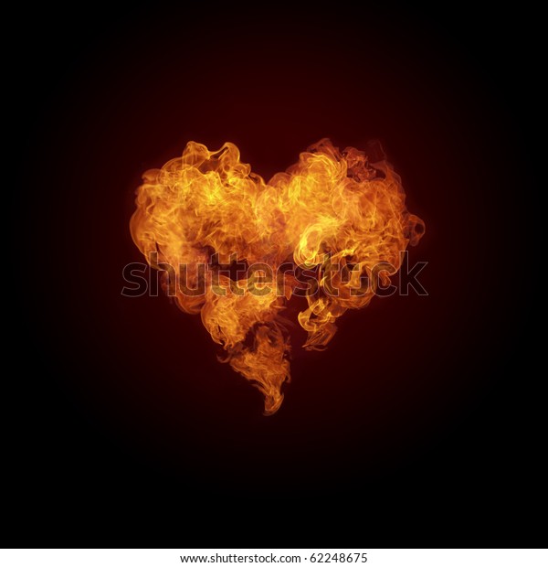 Herz In Flammen Einzeln Auf Schwarzem Stockillustration
