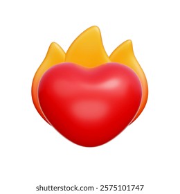 Heart Fire, Valentine's Day elements, 3d rendering.