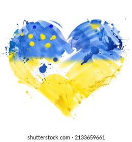 Heart Flag Watercolor With Love For Ukraine. Save Ukraine Concept - Powered by Shutterstock