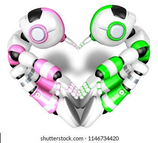 The Heart In The Form Of Body Language. Create 3D Humanoid Robot Series.