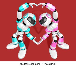 The Heart In The Form Of Body Language. Create 3D Humanoid Robot Series.