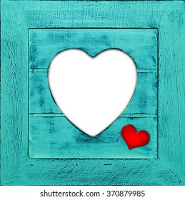  Heart  With Frame And Copyspace For Your Text Or Images And Wood Background