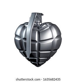 Heart Hand Grenade 3d Illustration Silver Stock Illustration 1635682435 ...