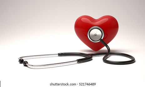 Heart health care concept background.Heart and stethoscope.3D Render. - Powered by Shutterstock