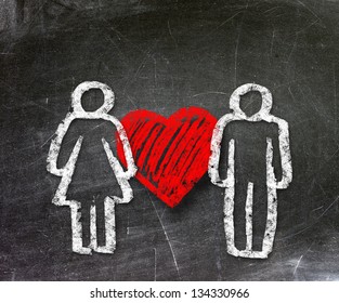 Heart health symbol on the school board. - Shutterstock ID 134330966