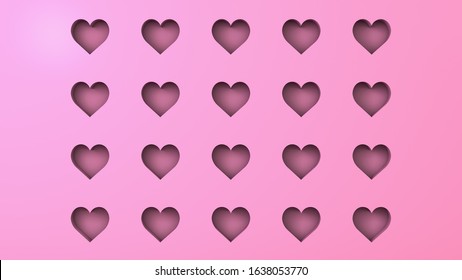 Heart hollow pattern render in light pink