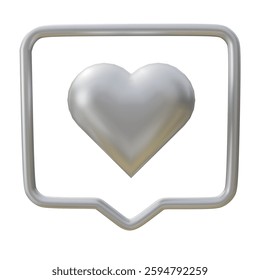 Heart Icon Graphic Design Silver Metallic Concept Materials