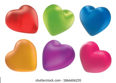 Heart Jelly Candy On A White Background. Heart Jelly Candy. 3d Rendering.