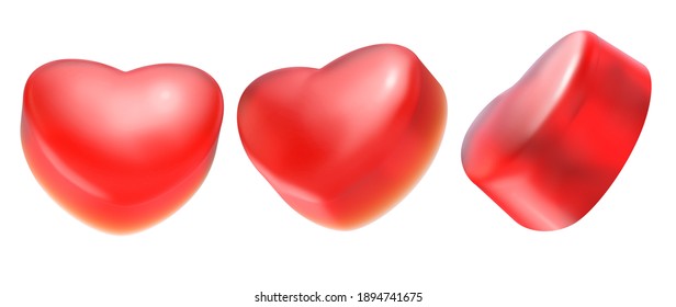 Heart Jelly Gummy Candy. Isolated On White Background. 3d Illustration