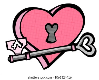heart and lock   key illustration
