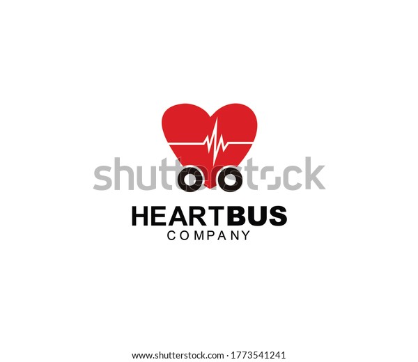 heart\
love bus car medical health logo design\
concept