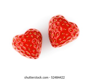 heart made from strawberry isolated on white background