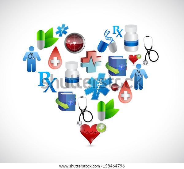 heart medical icons illustration design\
graphics over a white\
background