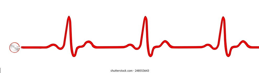 Heart Monitor (Electrocardiogram, ECG Or EKG) Isolated On White Background