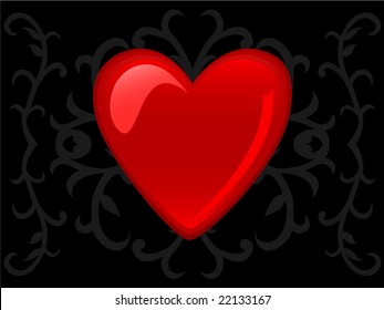 Heart on a black