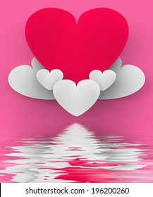 Heart On Heart Clouds Displaying Romantic Heaven Or In Love Sensation