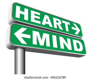 Heart Over Mind Follow Your Instinct And Gut Feeling Or Intuition Insight 3D Illustration, Isolated, On White