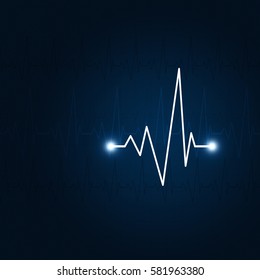 heart pulsating rhythm graph abstract dark blue background