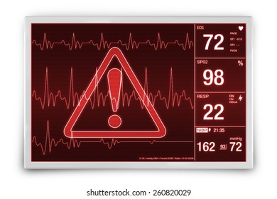 Heart Rate Alarm. Medical Device Isolated On White Concept Illustration.