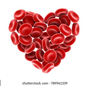 Heart Of Red Blood Cells Isolated. 3D Rendering