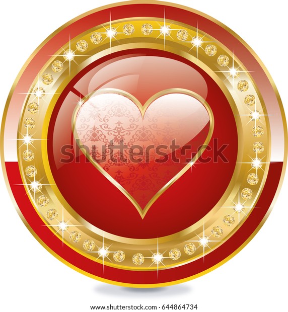 Heart Round Banner Gold Elements Stock Illustration 644864734