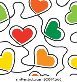 Heart seamless pattern  Continuous line hearts  Outline line heart  Background fashion style  Repeated cute pattern  Repeating love design for wedding  gift wrapper  wallpaper  prints  Illustration