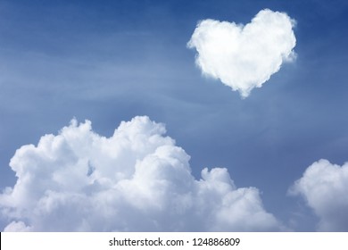 heart shape cloud on blue sky