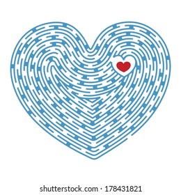 heart shape labyrinth with small heart in center