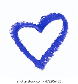 Heart Shape Outline Drawn With A Wax Crayon Isolated Over The White Background