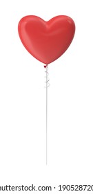 Heart Shaped Balloon 3D Illustration On White Background