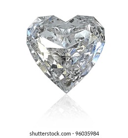 Heart Shaped Diamond, Isolated On White Background