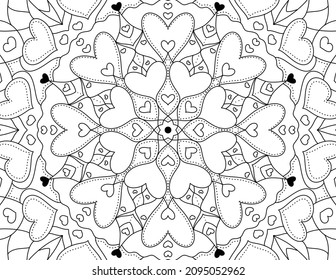 Heart Shaped Mandala Coloring Page Colouring Stock Illustration ...