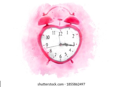 Heart shaped pink clock