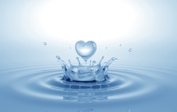 Heart Shaped Water Splash. Conceptual Symbol. 3D Illustration.