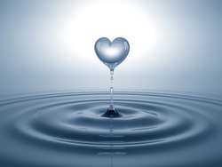 Heart Shaped Water Splash. Conceptual Symbol. 3D Illustration.